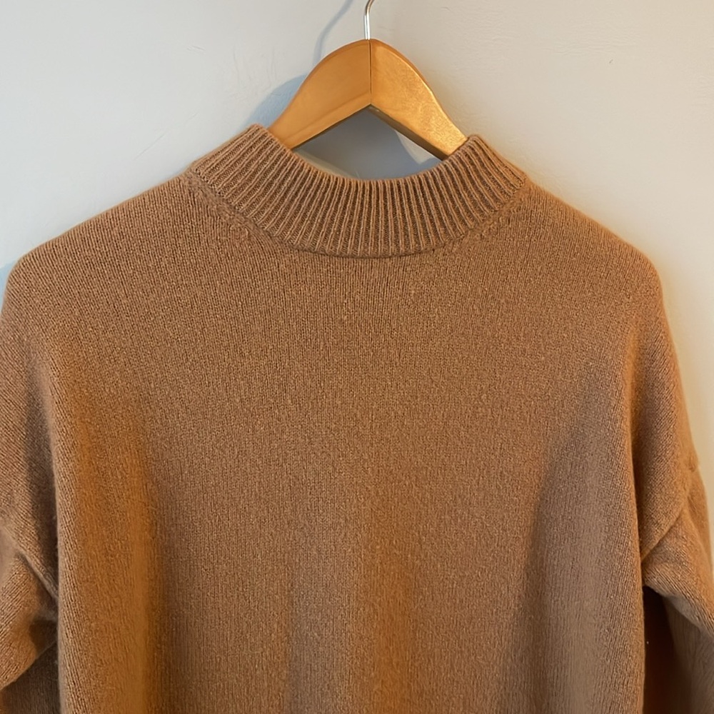 Madewell Camel Long Sleeve Knit Midi Dress in Recycled Cashmere - Picture 8 of 15